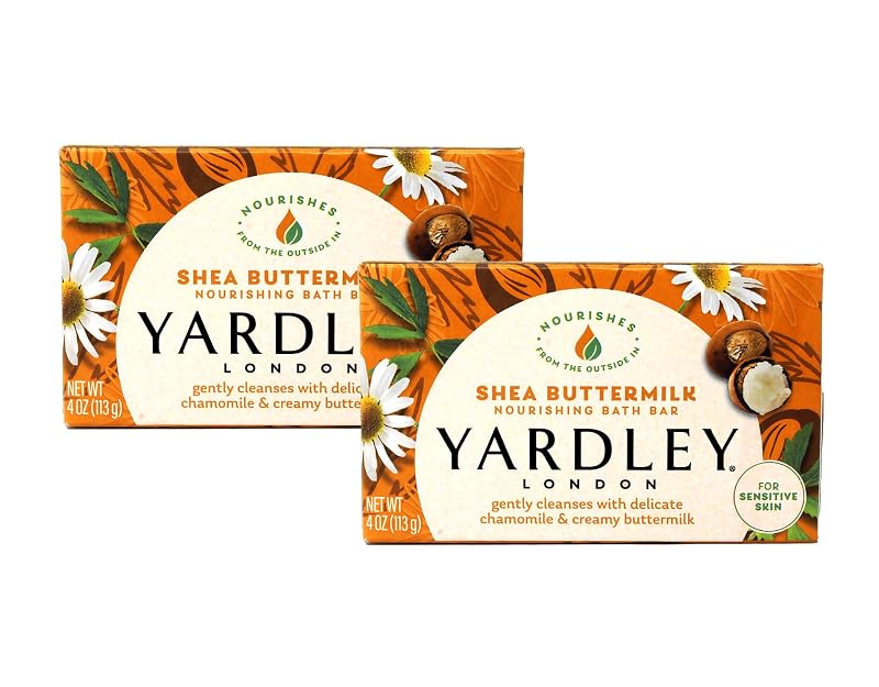 Sabonete em barra Yardley London para pele sensível com manteiga de karité e buttermilk, 113 g, pacote com 2