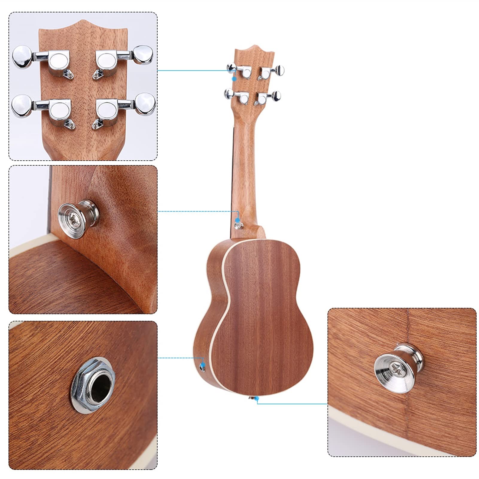 Ukulele Accoustic 21 "Acoustic Ukelele Mini Chitarra 15 Fret 4 Corde Strumento A Corda Concerto Ukulele