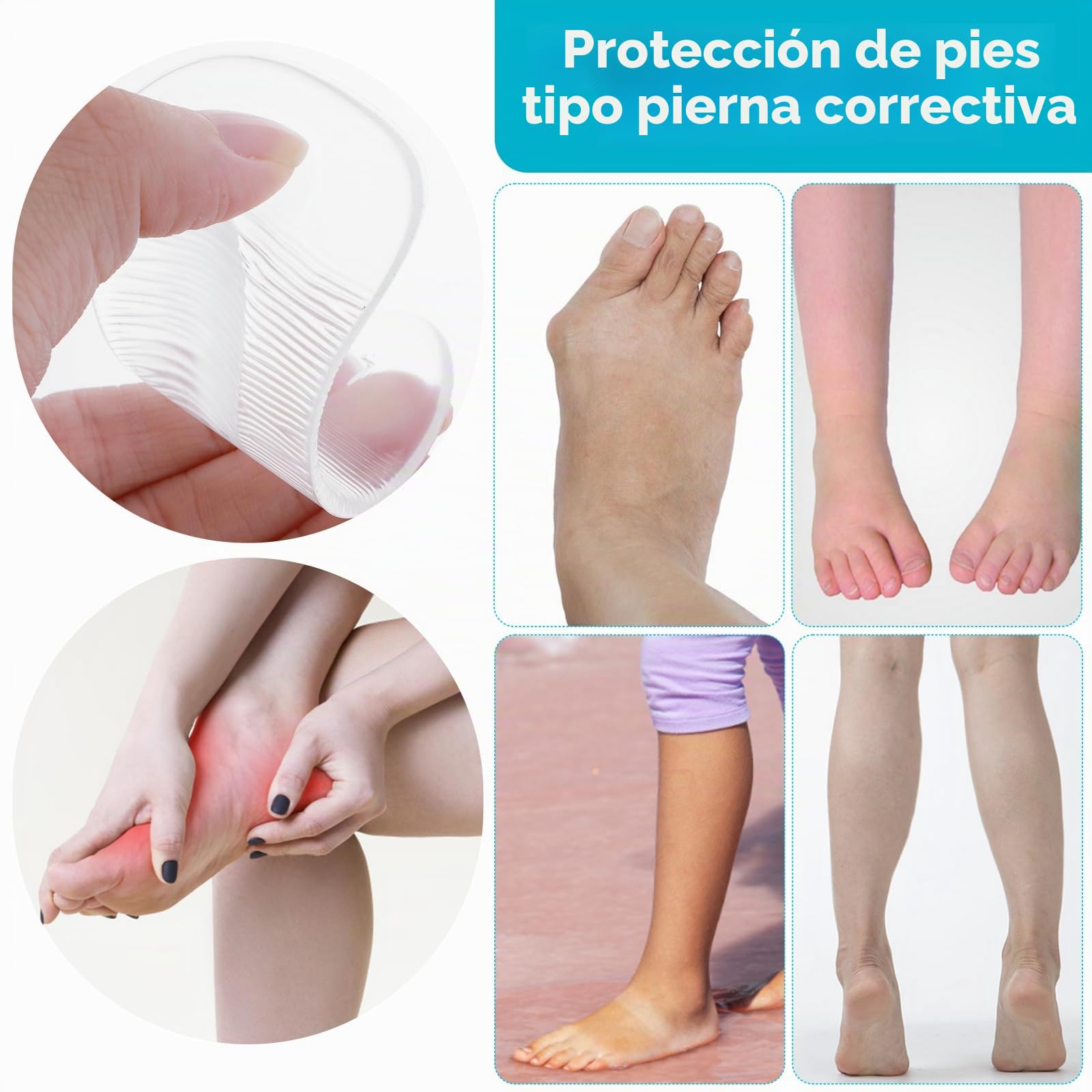 COMNICO 3 Pares Plantillas Autoadhesivas Gel Suave Silicona Transparente Alivio Fascitis Plantar Pies Planos