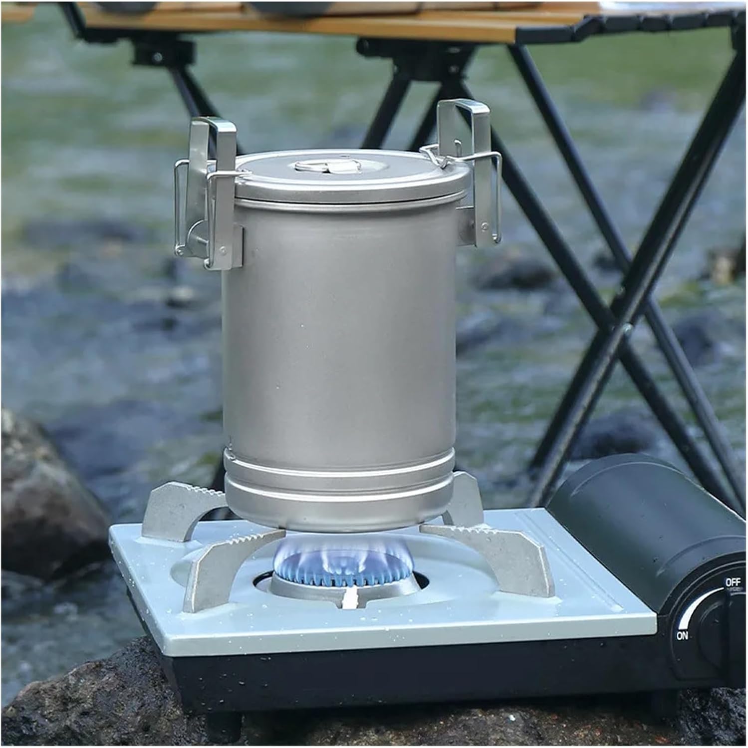 Compatible for Outdoor Camping Cooking Ware Pot Set Hiking Picnic Multi-Purpose Portable Rice Cooker 304 Stainless Steel Utensils Hanging