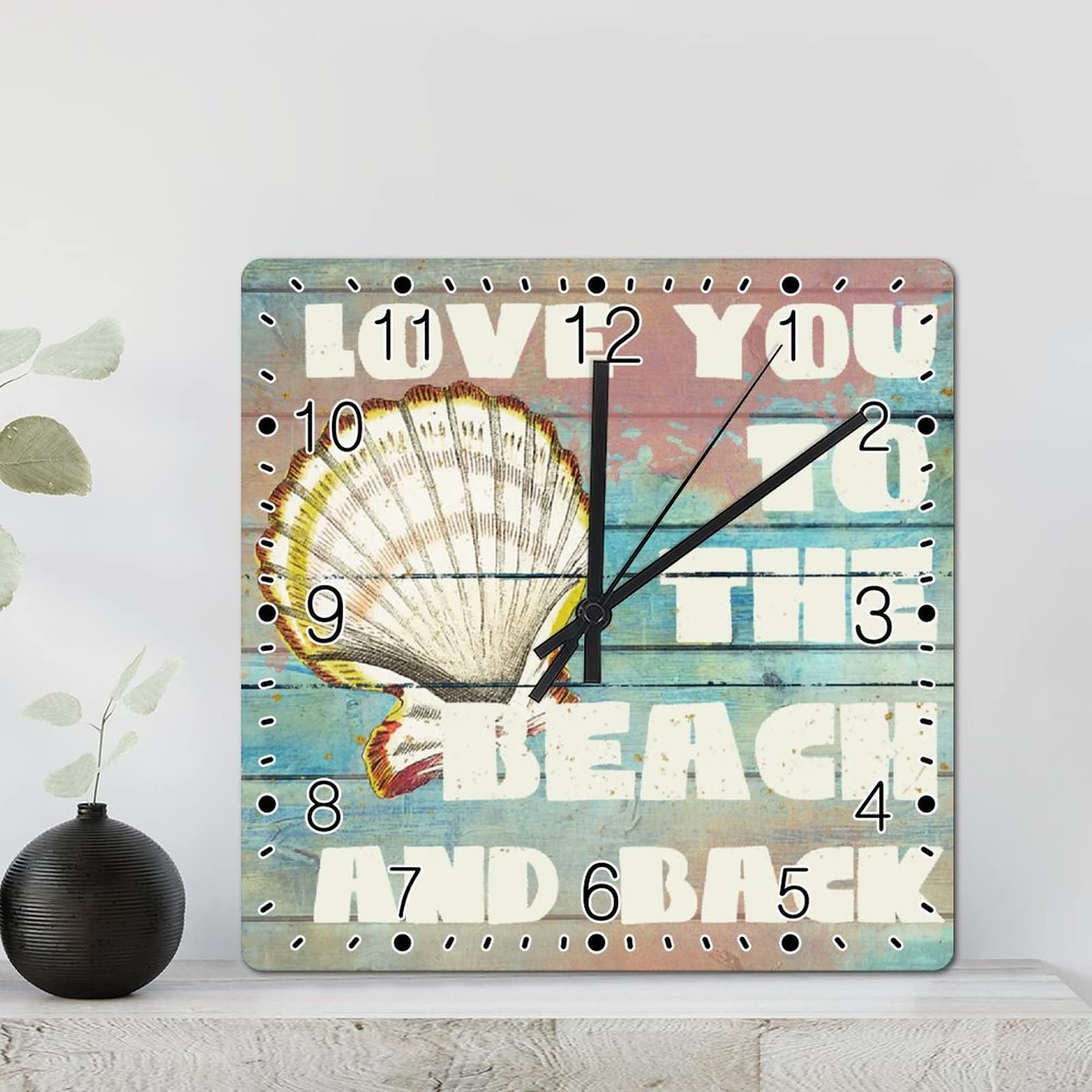 Décoration de plage : horloge murale conque rétro pour cuisine et salon