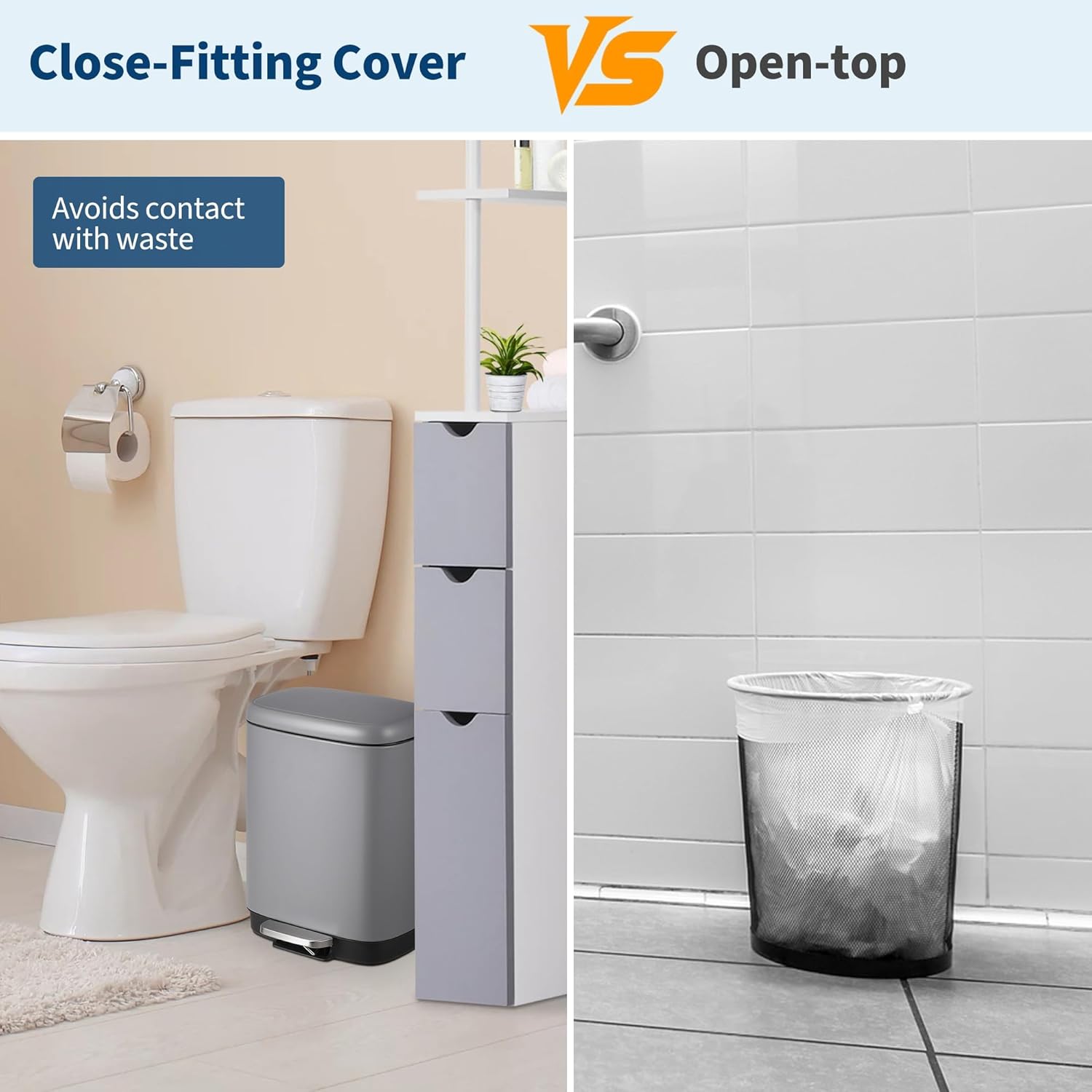 Garvee 12L Hands-Free Trash Can, Foot Pedal Operation with Odor Control Lid, Removable Inner Bin & Bag Holder, Premium Stainless Steel Design for Bathroom & Kitchen, Grey