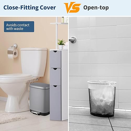 Miniatura 4 de Garvee Bote de basura manos libres de 12 litros, funcionamiento de pedal con tapa de control de olores, contenedor interior extraíble y soporte para