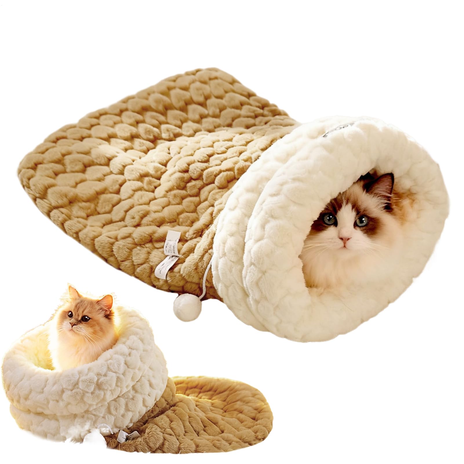 Sac de couchage pour chat nichoir hiver en peluche nid fermé intérieur lapin petits animaux