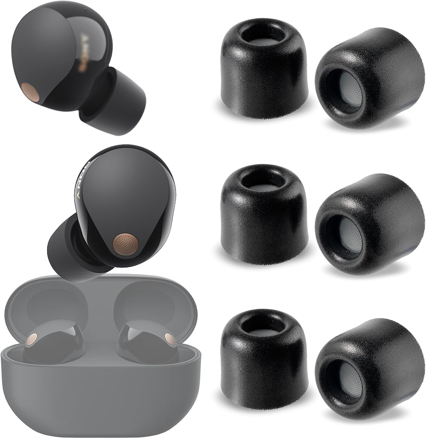 sciuU Noiseisolating Ear Bud Tips [3 Pairs] compatible with Sony WF1000XM5 Earbuds, Builtin