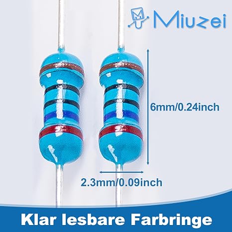 Miuzei 1/4W Metallschicht Widerstand Sortiment 1475 Stück 52 Werte ±1%