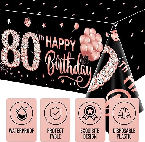 Miniatura 28 de Paquete de 3 manteles de oro rosa Happy Thirty – Suministros para fiesta de cumpleaños 30, decoración de mantel rectangular desechable de plástico