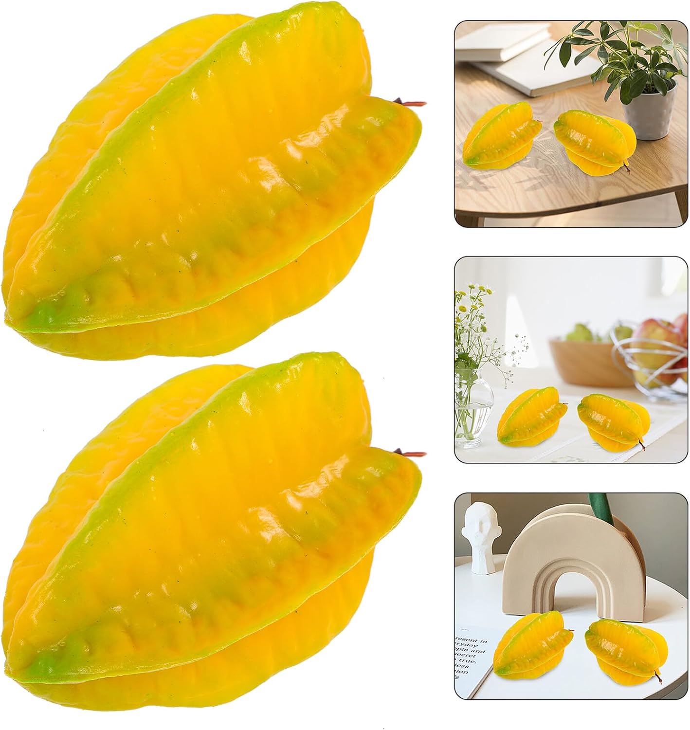 2pcs Artificial Starfruit Fake Fruit Ornaments Plastic Decorative Fake Fruit Props for Photography Window Display Home Decor
