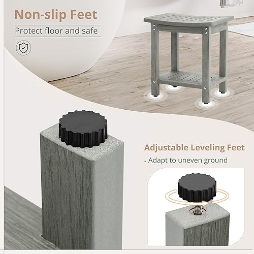 Miniatura 6 de LUE BONA HDPS - Banco de ducha, taburete de ducha para ducha interior, impermeable, taburete de ducha de baño, spa, taburete de pie para afeitarse