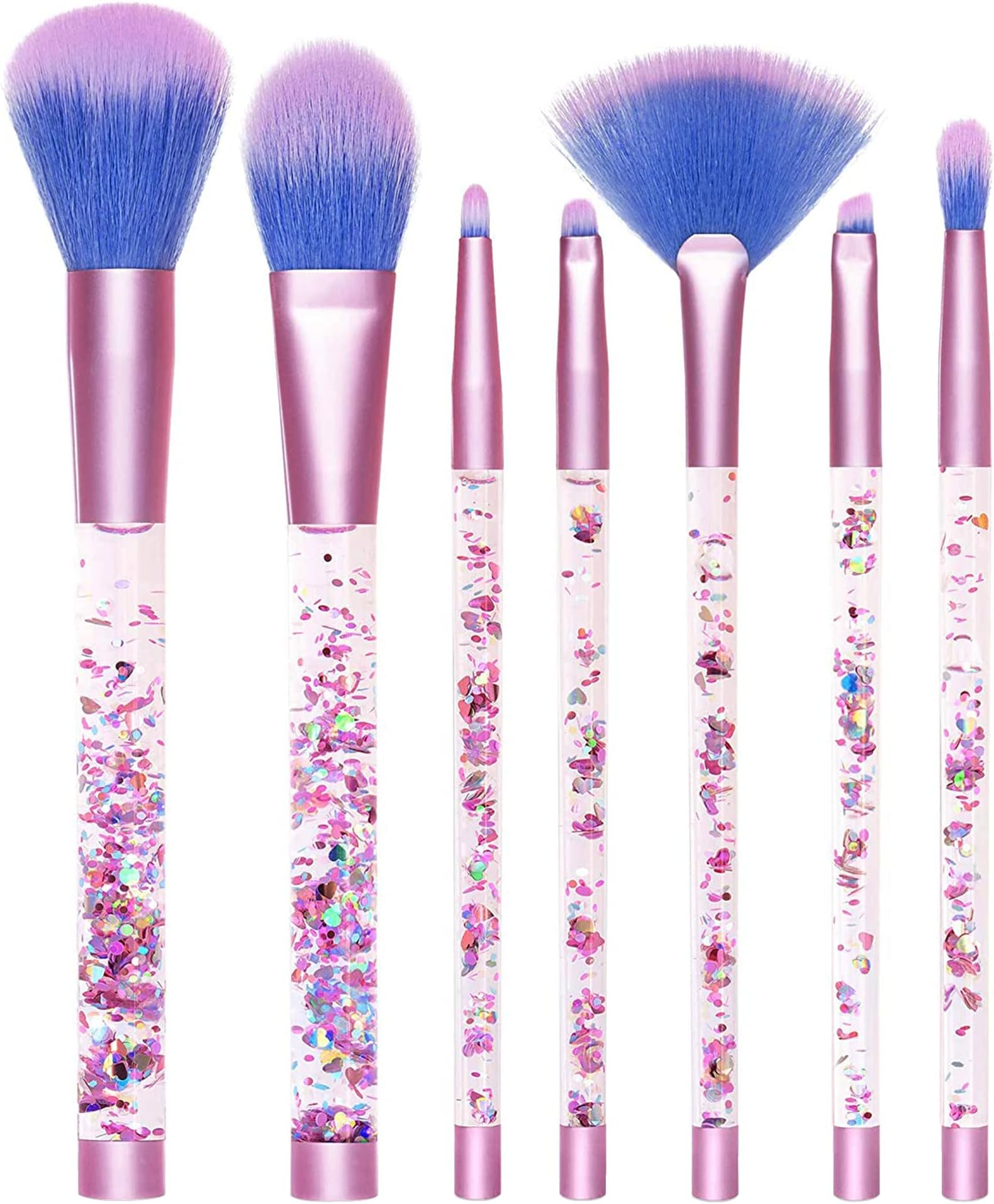 Aquarium Liquid Glitter Makeup Brush Set and Pouch, Pink/Iridescent