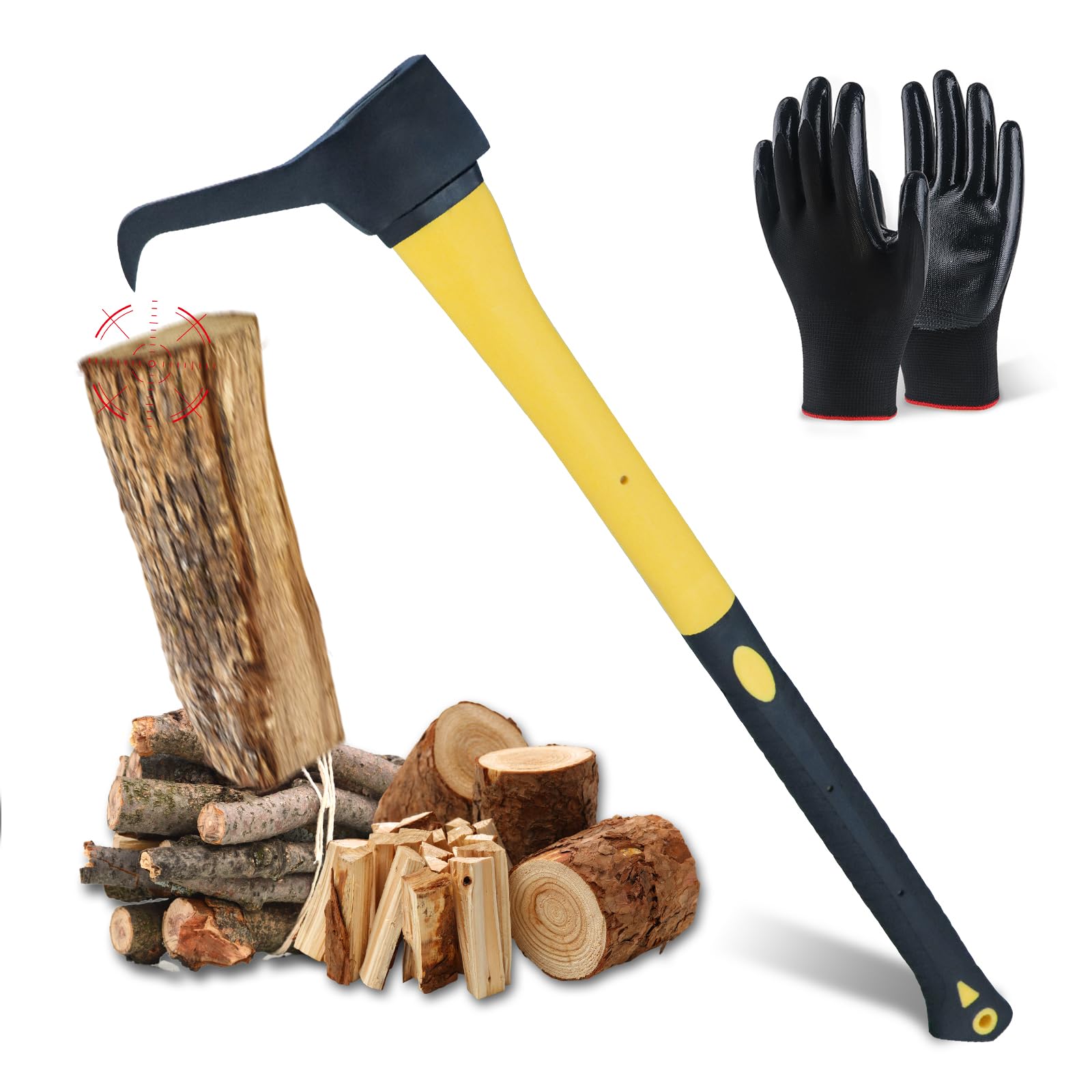 Sappie Forst 68 cm – Sapi Forst zur Ziehung oder Erheben und Verschieben von Holz. Handsappie mit Stahlkopf und TPR-Griff, Sapie kommt mit einem Paar Handschuhen