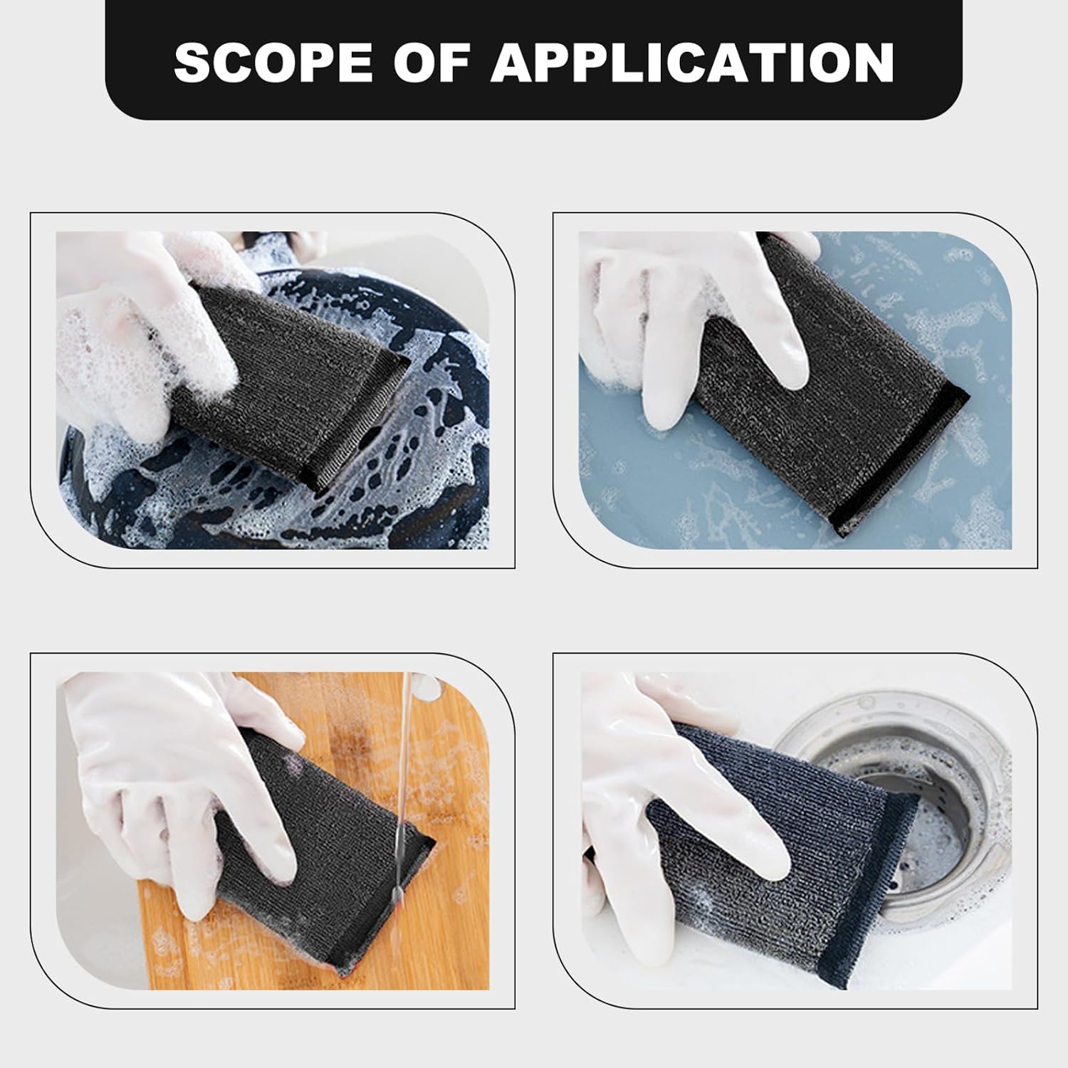 Stainless Steel Sponge, 6Pcs Non Scratch Absorbent Foaming Metal Scrubber, Multi Use Dish Sponge for Pot Dish Washing Hard Surface. image 4