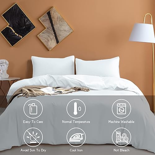 Miniatura 5 de Funda de edredón 100% rayón derivado de bambú, funda de edredón lujosamente suave, juego de 3 piezas de 90 x 92 pulgadas, funda de edredón