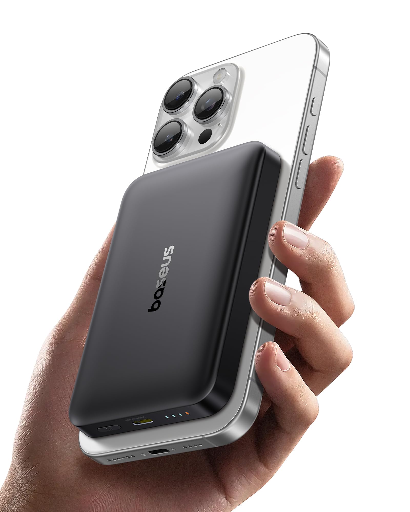 OS-FunderFill FM12 Qi2 Batterie externe magnétique 10 000 mAh 22,5 W Noir (un seul câble USB-C vers USB-C, 20 V/3 A, 30 cm, noir)