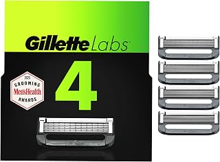 Gillette Labs Mens Razor Blade Refills Compatible with Gillette Labs Razors - 4 Cartridges With Exfoliating Bar