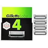 Labs Mens Razor Blade Refills Compatible with Gillette Labs Razors - 4 Cartridges With Exfoliating Bar