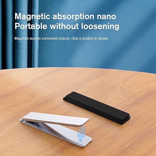 Miniatura 3 de Paquete de 2 Mini soporte para teléfono celular ultrafino, negro, plegable, invisible, portátil, de metal, para escritorio, paquete de 2