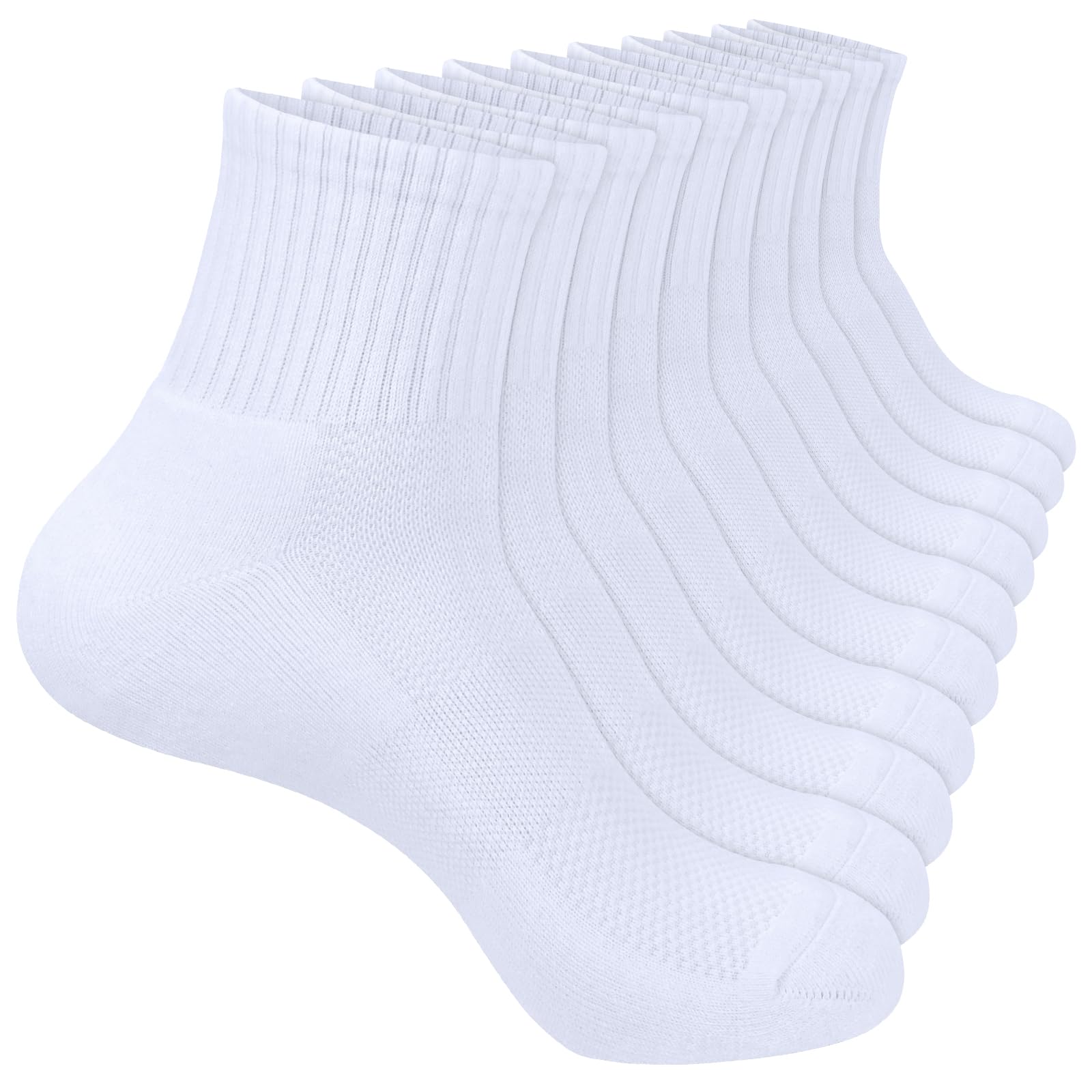 Daysx Womens Running Trainer Ankle Socks for Women, Anti Blister Cushioned Gym Golf Tennis Cycling Athletic Sports Socks Moisture Wicking Quarter Socks (5 Pairs White)