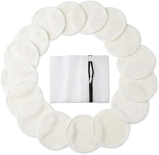 PHOGARY Reusable Cotton Rounds(16 Pack),3.15 inch Organic Cotton Pads, Bamboo Makeup Remover Pads (16 Pack) with Laundry Bag, Washable Facial Cleansing Cloths for Eye Makeup Remove Face Wipe