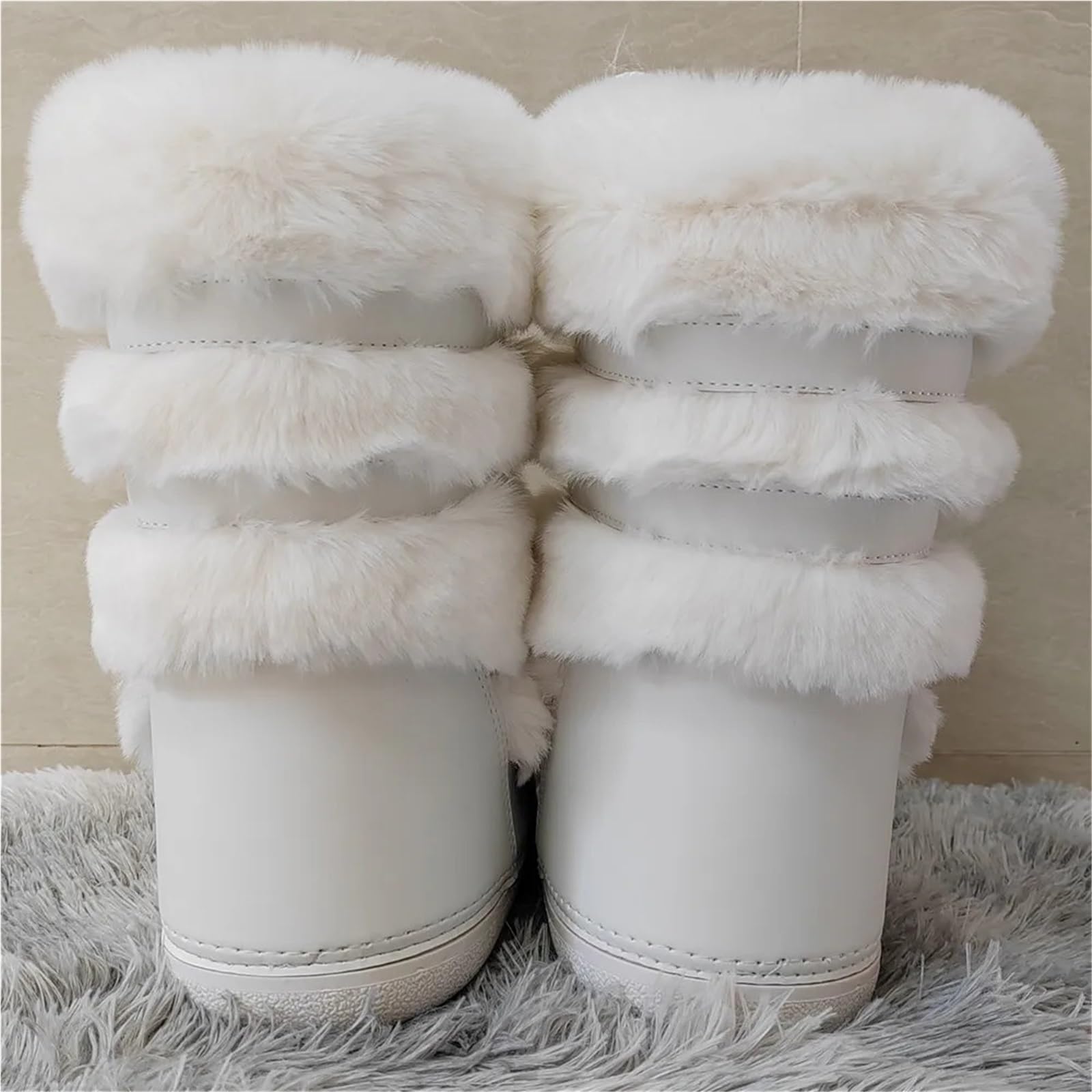 Botas de Nieve for Mujer, Botas Gruesas Blancas y Negras, Plataforma con Cordones for Invierno, esquí Impermeables a Media Pantorrilla for(Pink L4,41-42)
