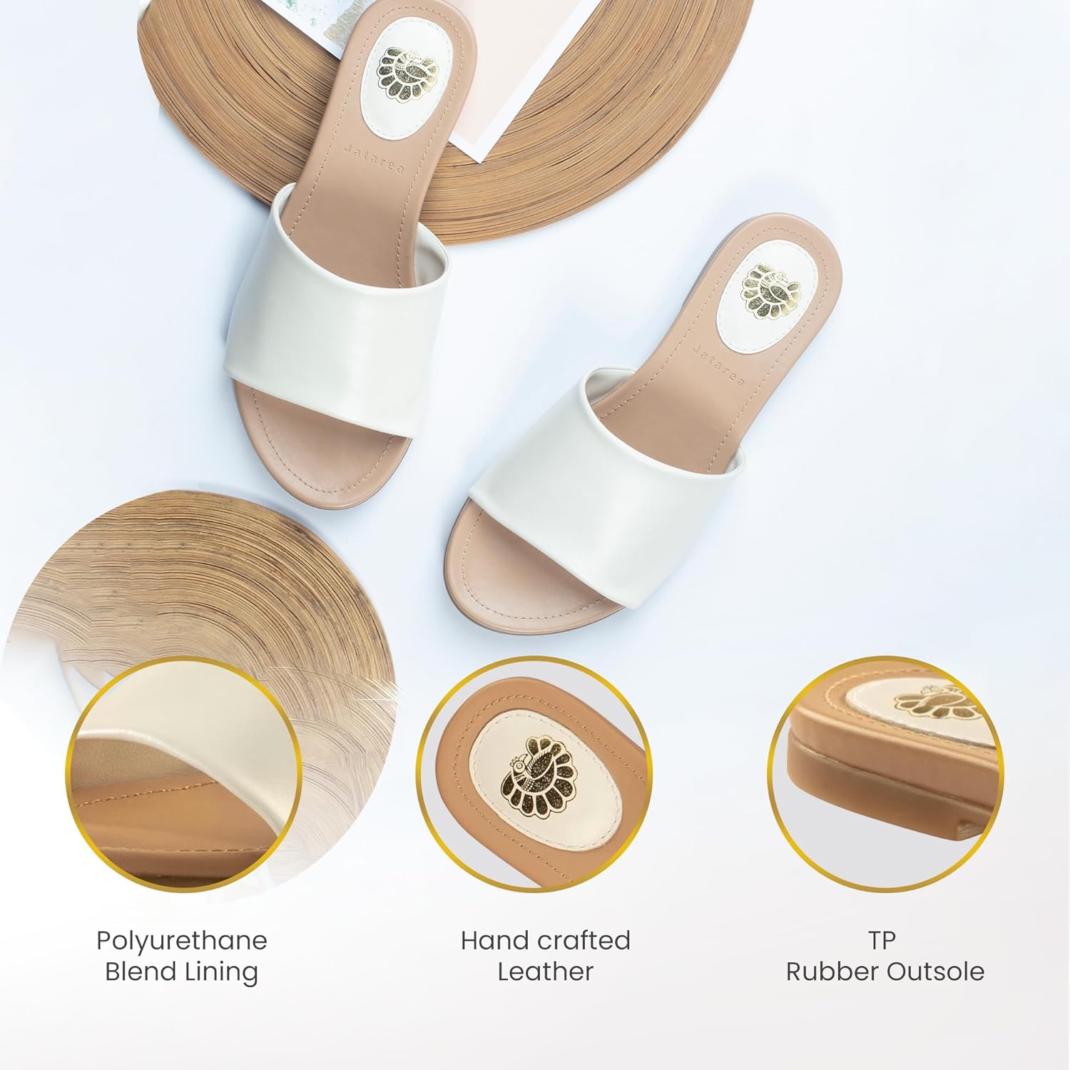 JATAREA Women’s Slip-On Flat Sandals with Round Open Toe | Dressy Summer Slides for Women - Image 6