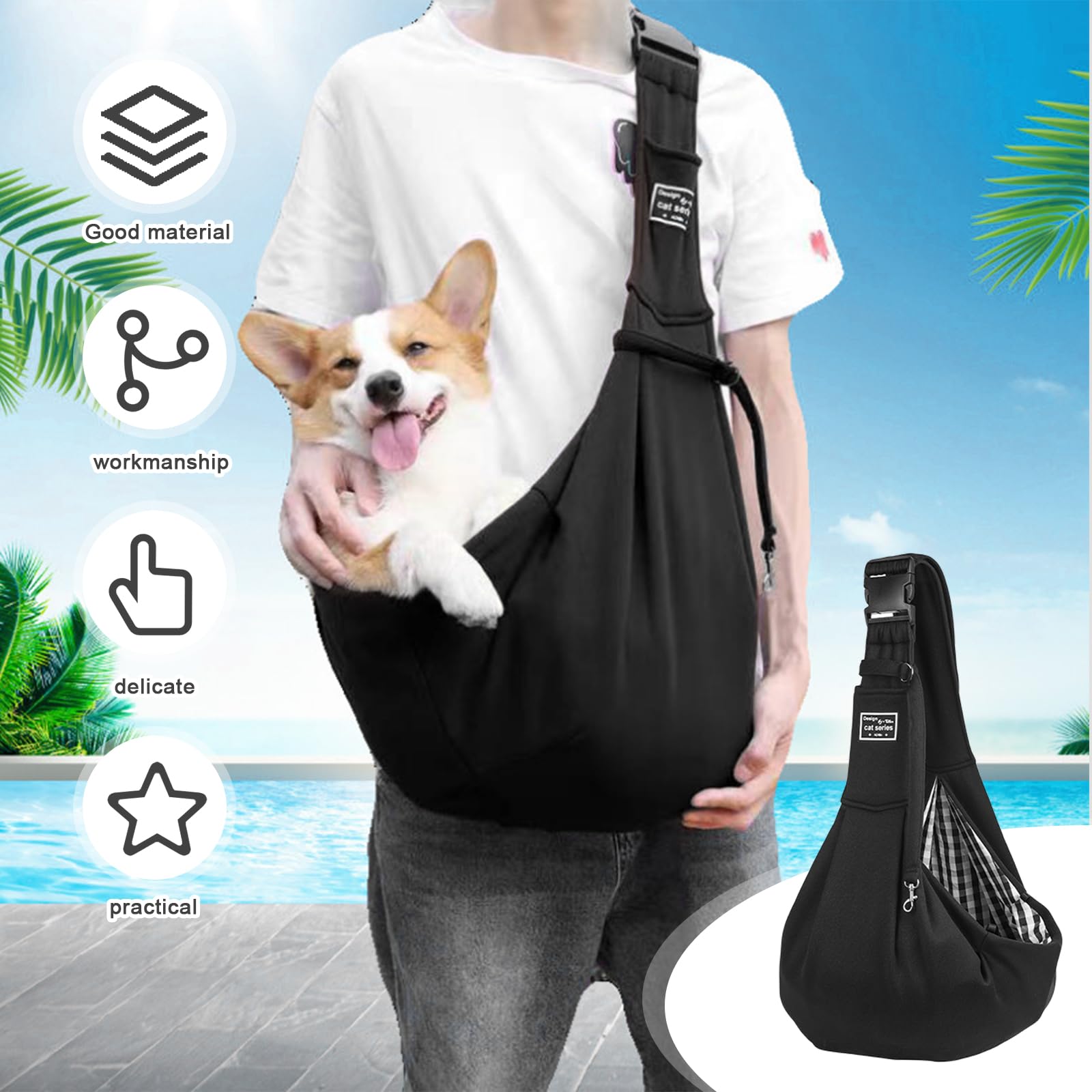 Borsa Trasporto Per Cani Fino 15kg - Zainetto Morbido E Traspirante Per Piccoli Animali - Foto 12