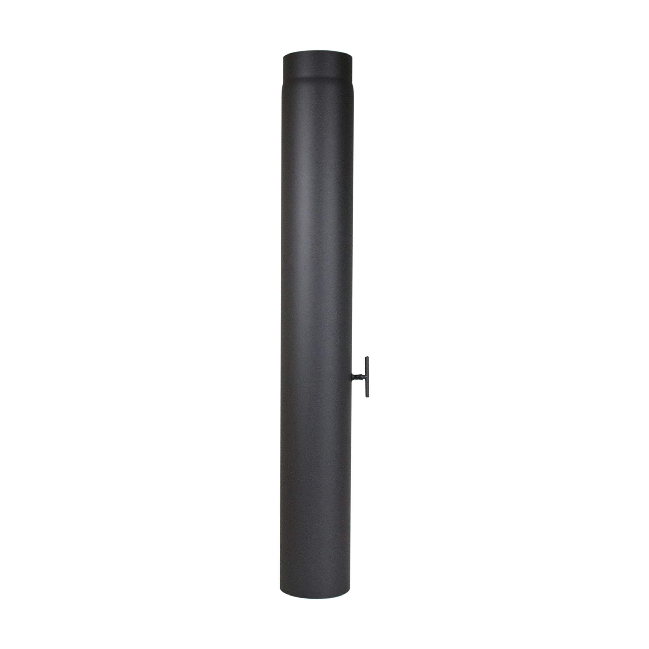 LANZZAS Rauchrohr 1000 mm Verlängerung mit Drosselklappe - im Durchmesser Ø 150 mm - Farbe: gussgrau - Ofenrohr mit Klappe