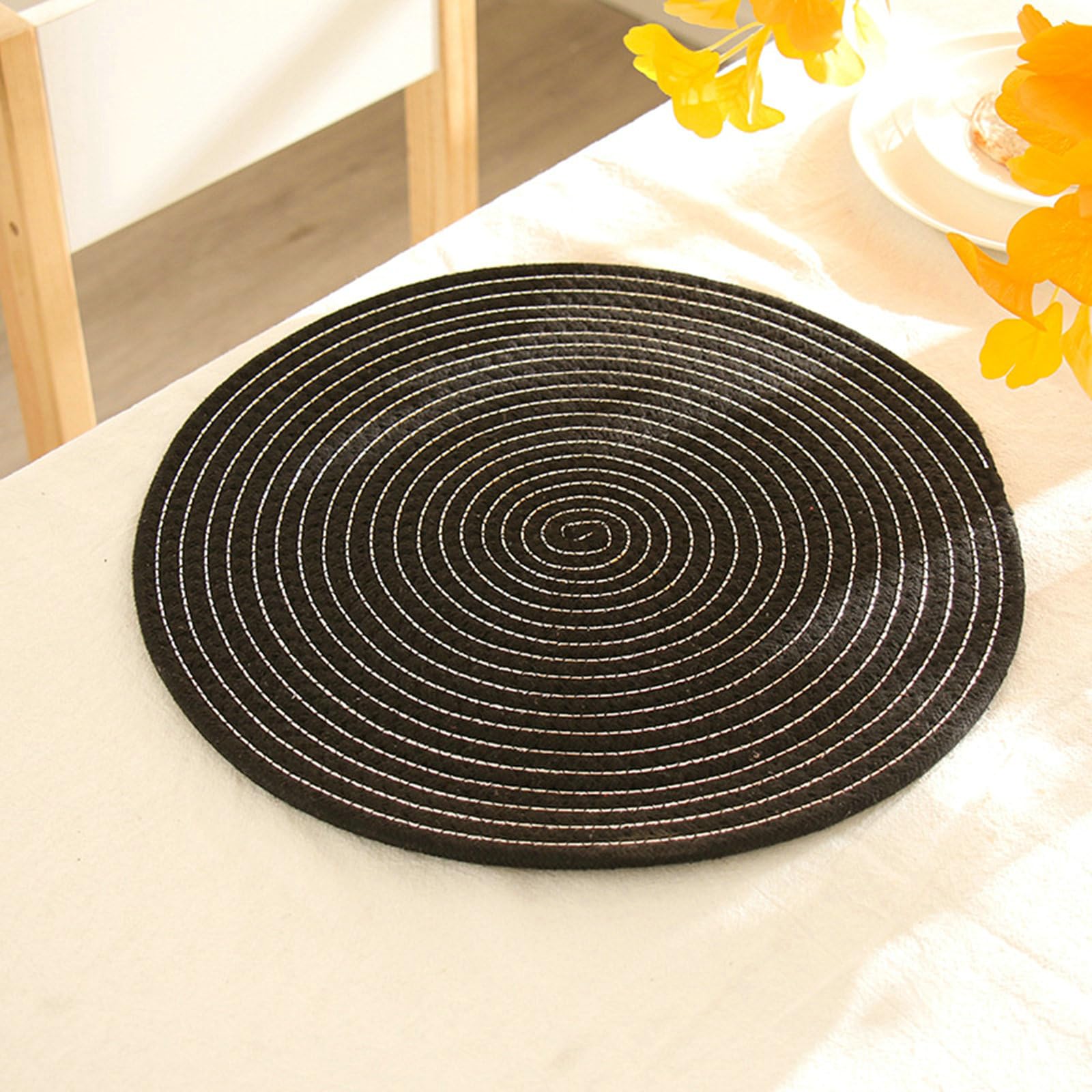 Platzsets 6er Set, Platzdeckchen Rund 30CM rutschfest Baumwollfaden Geflochten Tischmatte für Küche Speisetisch