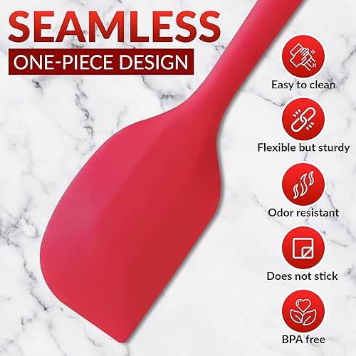 Miniatura 4 de MASUS Juego de 4 espátulas de silicona con espátulas de goma con un girador para sartenes antiadherentes, juego de espátulas de goma resistentes al