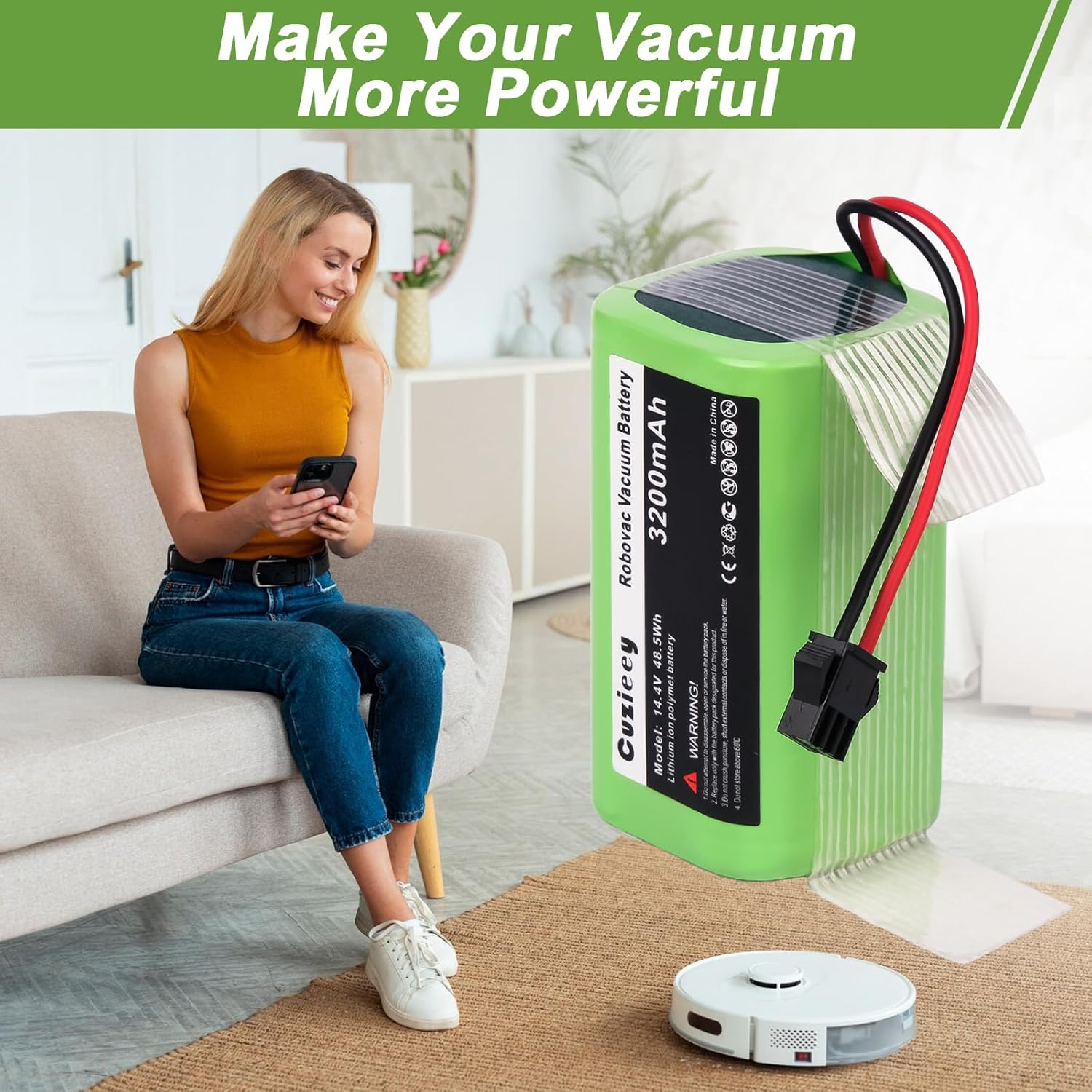 Replacement Battery for Eufy Robovac Vacuum - Batteries for Eufy Robot Vacuum 11 11S Max 30C 15C 25C 30C 35C - Battery Pack for Ecovacs Deebot N79 N79S N95 DN622 661 Tesvor x500 14.4V 3200mAh