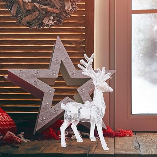 Miniatura 8 de Figuras de reno de cristal, 2 piezas, adornos acrílicos de renos de Navidad, estatuas de ciervo transparentes para centro de mesa, decoración del