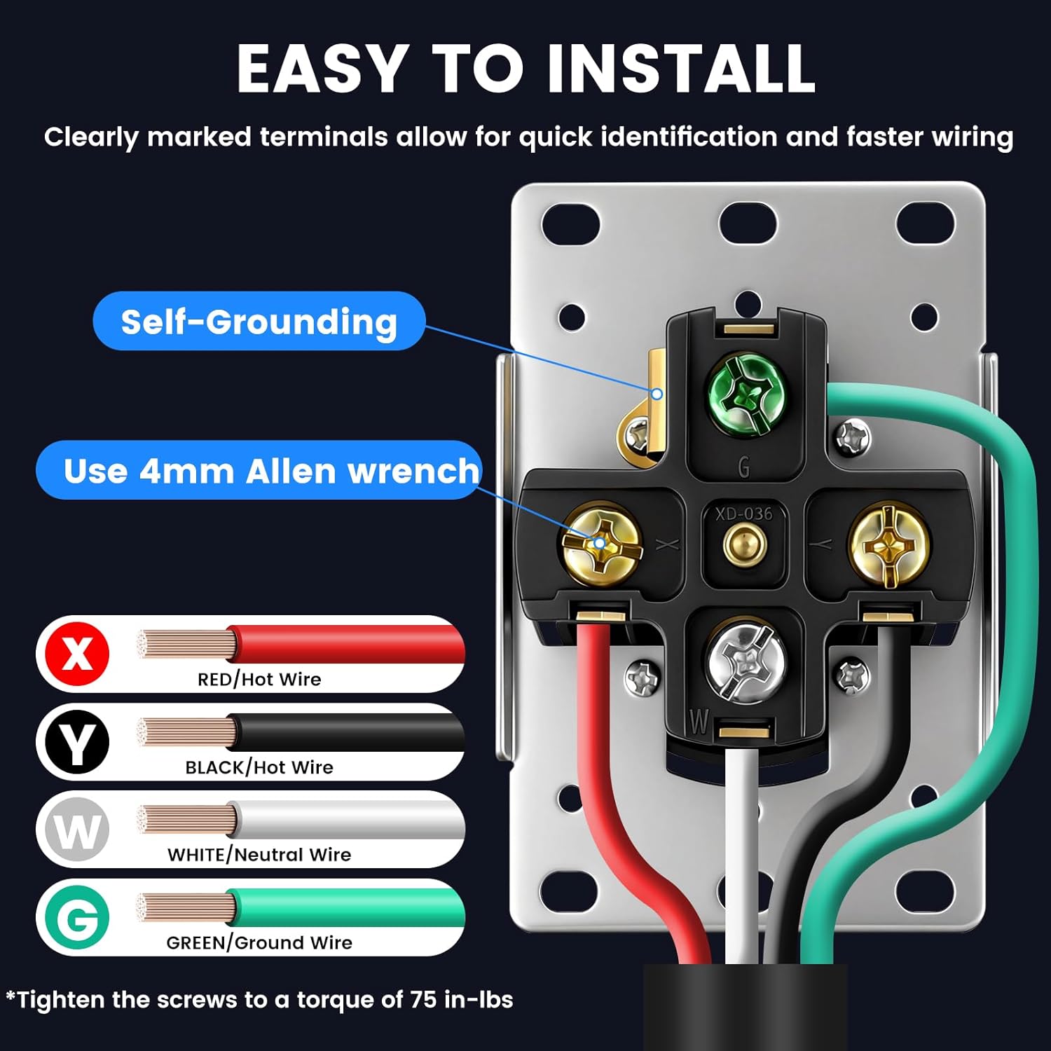 HBL9450A Straight Blade Device Socket, RTP， 3-Pole 4-Wire System, 50A 125/250V, 14-50R, UL Certified, Suitable for New Energy Vehicles and RVs, High-Power Industrial Appliances