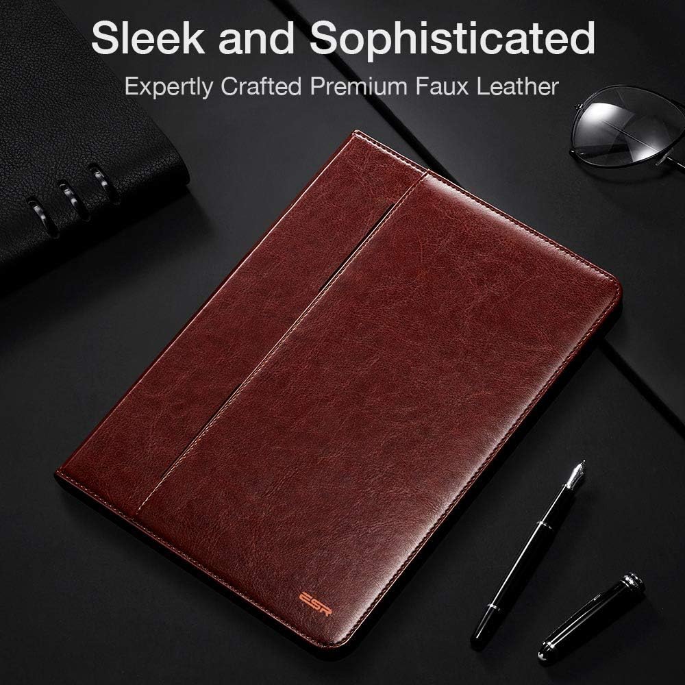 ESR Intelligent Premium Business Case V2.0 for iPad Pro 11" [Supports 2nd Gen Pencil Wireless Charging] Folio Stand Cover, Organizer Pocket, Auto Sleep/Wake for iPad Pro 11" 2018, Brown