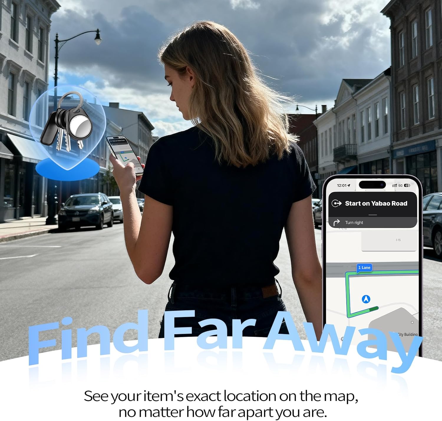 [iOS Only] Tukio Air Tracker Tags 4 Pack Black, [Apple MFi Certified] Bluetooth Key Finder & Smart Item Locator Work with Apple Find My for Keys/Luggage/Bags/Suitcases/Car, 365-Day Replaceable Battery - Image 3