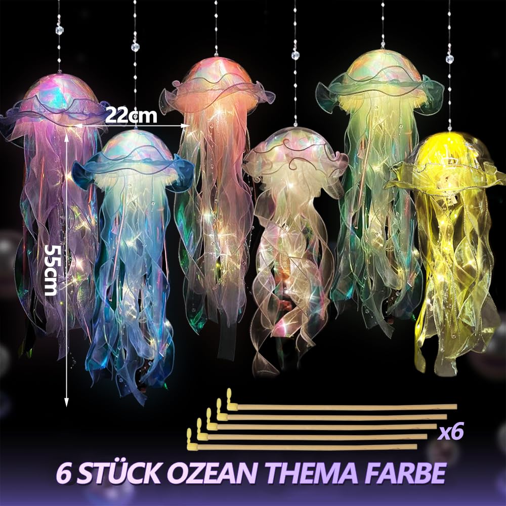 Lanterna di Meduse LED - Lanterne Colori da Appendere a Sirena, per Feste a Tema Oceano e Natale per Bambini