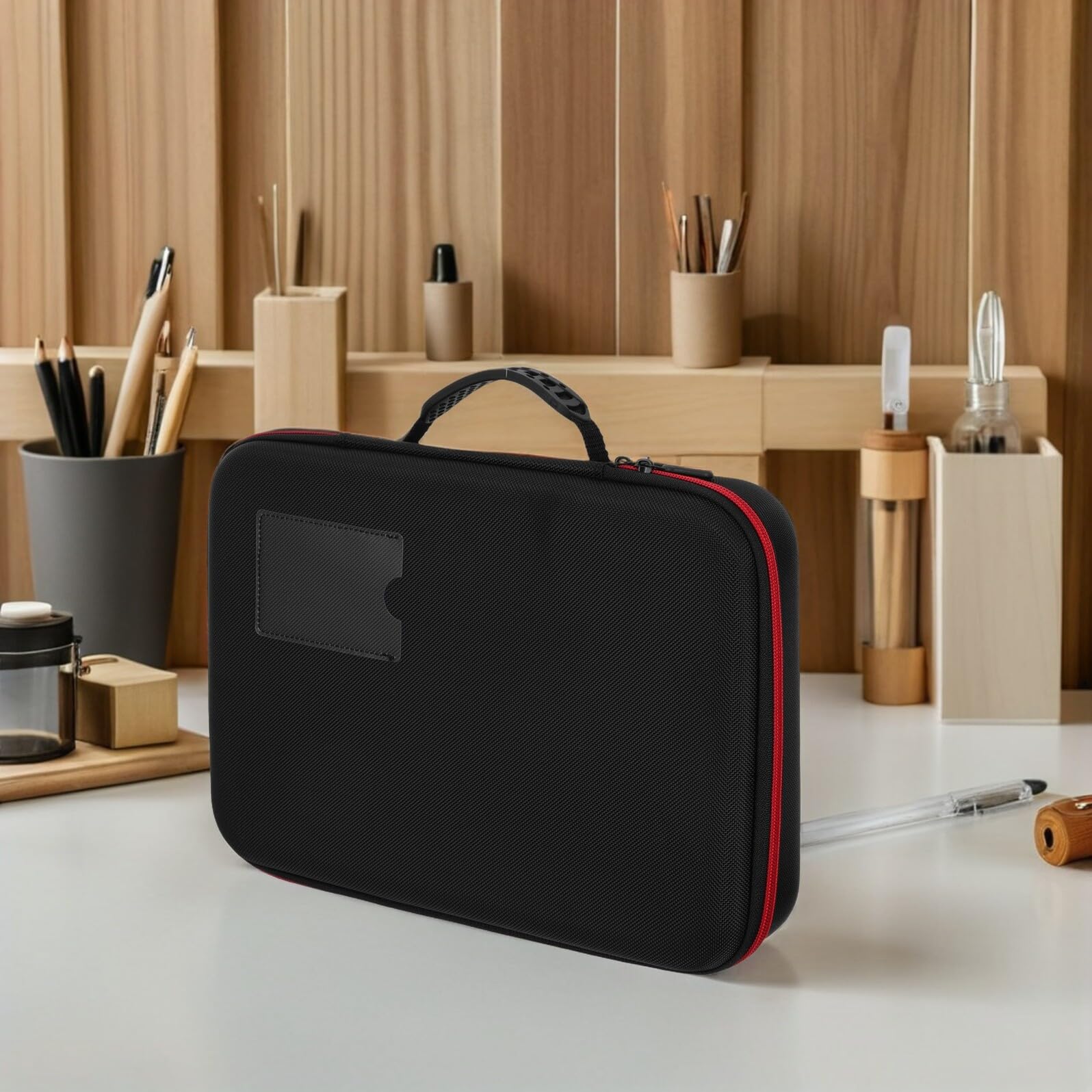 Custodia Porta Batterie Resistente in Eva Maniglia, Organizer Compatto Anti-caduta per Batterie Aa Aaa Formato Cilindrico d 9v e Litio, Scatola Protettiva Ignifuga per Viaggi e