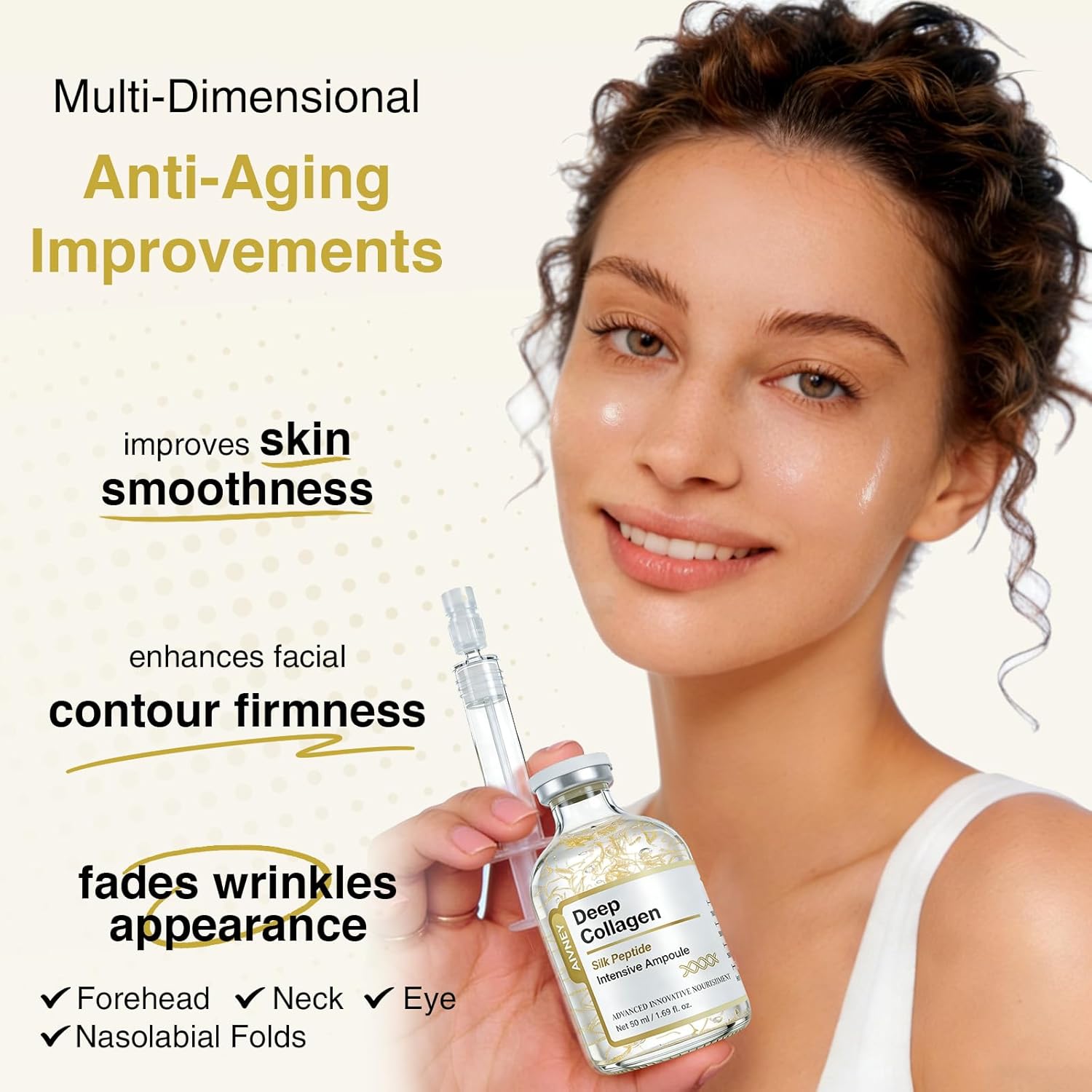 Deep Collagen Silk Peptide Intensive Ampoule, Anti-Aging Face Serum for Wrinkles & Firming, Boosts Hydration & Elasticity, Improves Skin Texture, 50ml 1.69 fl.oz - Image 3