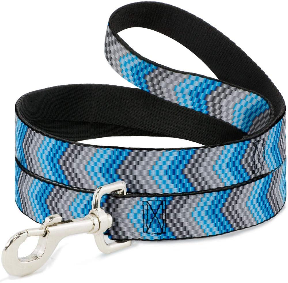 Buckle-Down Pet Leash - Chevron Weave Grays/Blues - 6 Feet Long - 1.5" Wide