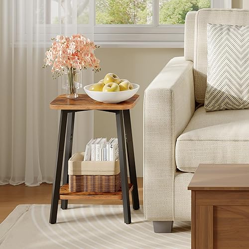 Miniatura 2 de Mesa auxiliar, mesa auxiliar pequeña, mesita de noche con estantes de almacenamiento de 2 capas, mesa de sofá para espacios pequeños, marco estable,
