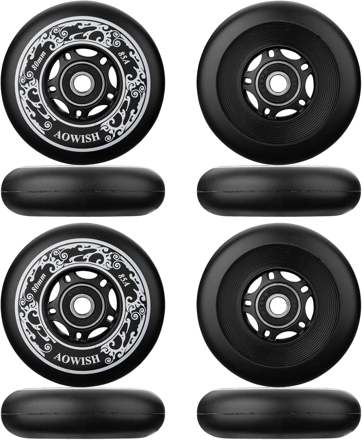 8-Pack Inline Skate Replacement Wheels 85A Outdoor Asphalt Formula Roller Blades Wheels Indoor Roller Blades Wheels with Bearings ABEC-9 & Floating Spacers