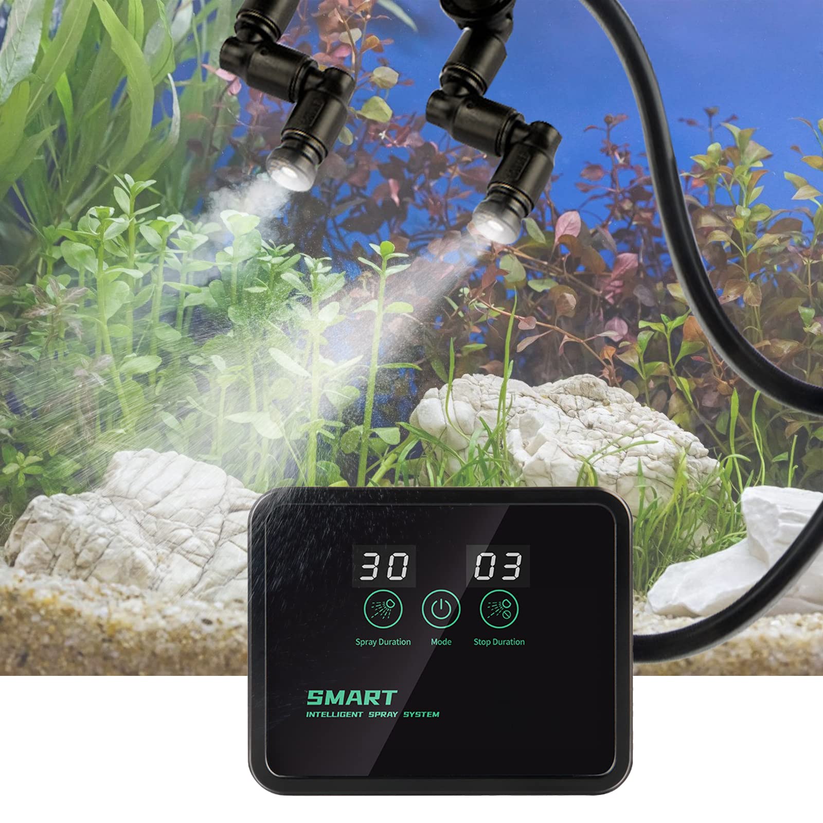 Nizirioo Humidificador Sistema de NebulizacióN del para Reptiles: Humidificador para Reptiles Humidificador Inteligente para Reptiles con Temporizador Y Boquillas De NebulizacióN Ajustables de 360°