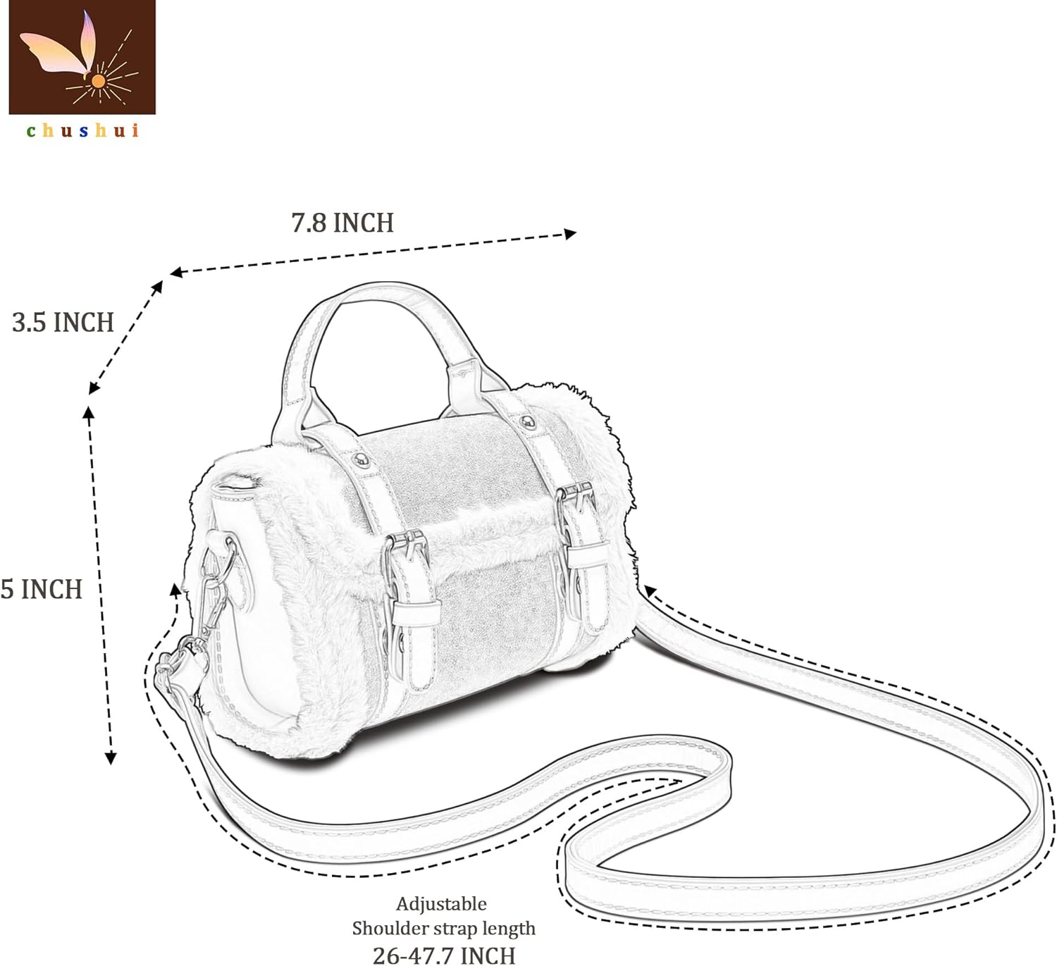 Fur Purse,Vintage-Revival Small Crossbody Bag,Top Handle Leather Handbag for Women - Image 4