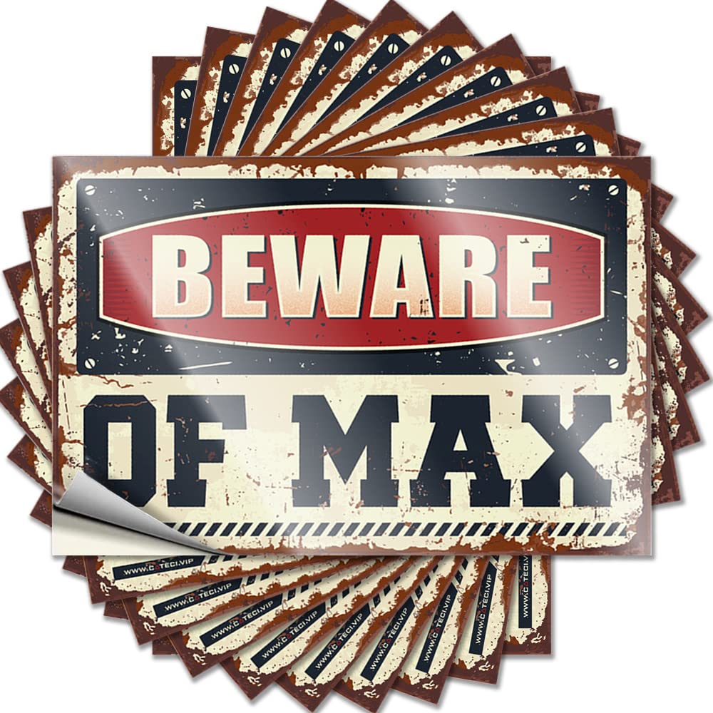 Fzfn Colour Funny Sticker Bar Man Cave Decor Peel And Stick - Beware Of Max Helmet Funny Waterproof Vinyl For Fishing(12X18cm)