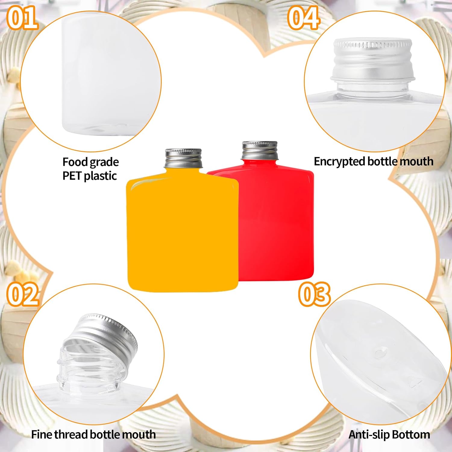 32 Pcs 8.5 oz Plastic Bottles with Caps, Clear Reusable Disposable Juice Bottles, Small Beverage Containers for Water, Smoothies, Milk, Juicing, Mini Fridge Storage - Image 4