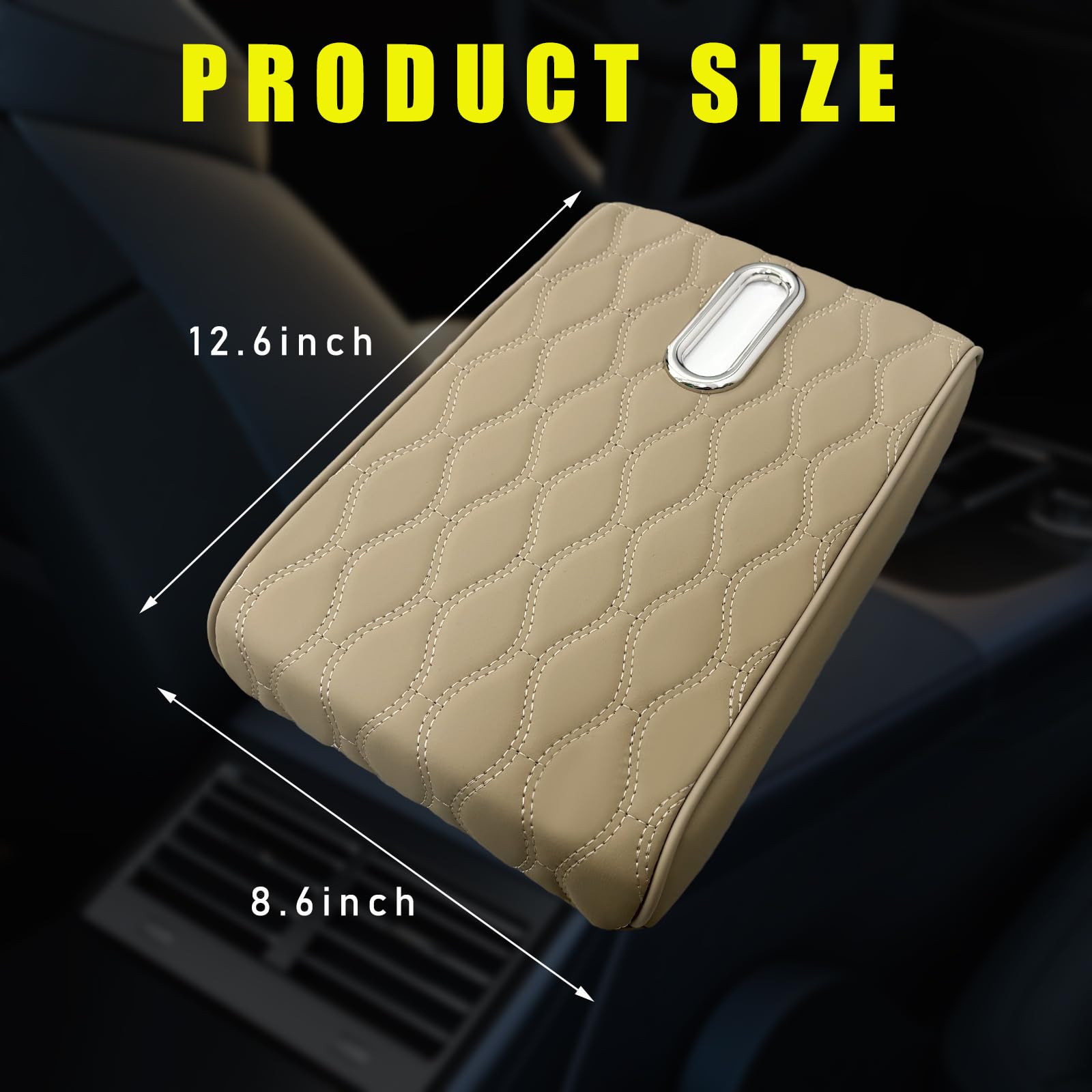Cuscino per console centrale auto, universale, impermeabile, in pelle, per bracciolo auto, protezione per sedile auto, con morbida schiuma di memoria, accessori per auto (beige)