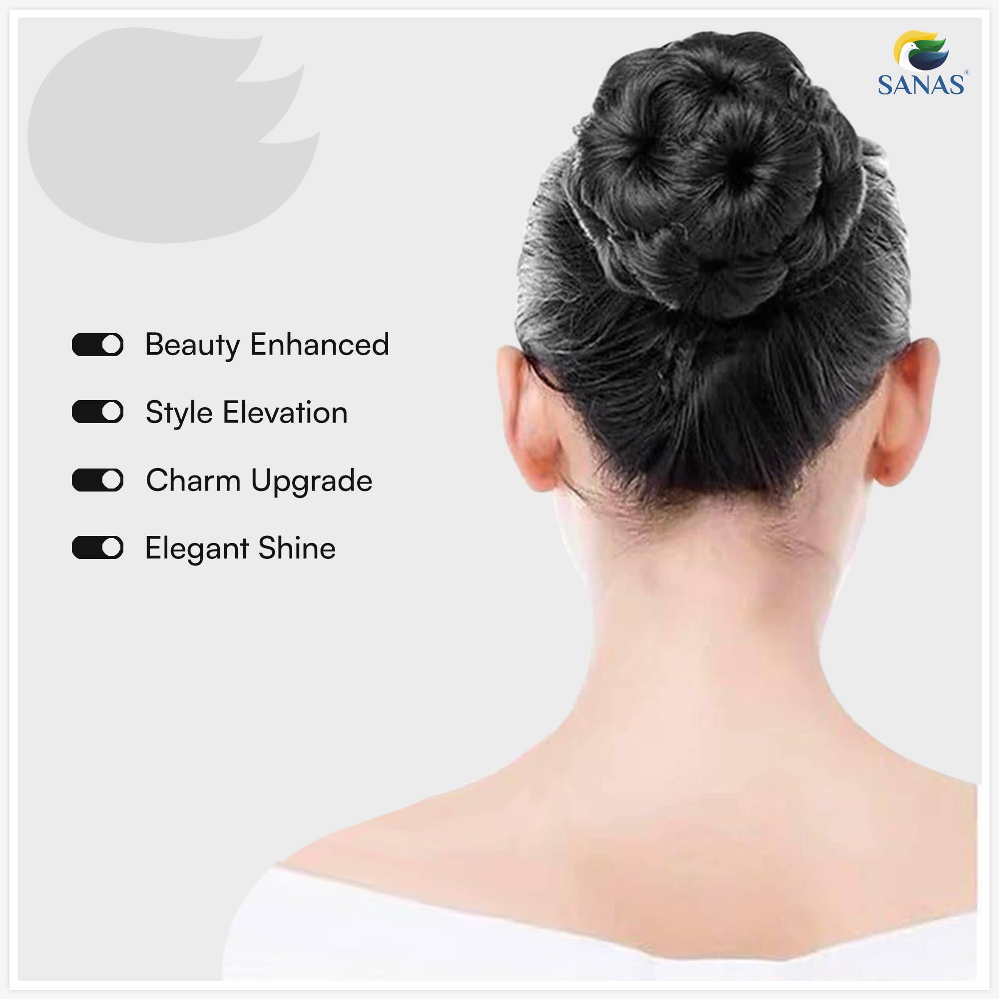 Sanas 1Pc Hair Extensions for Girls Clip in Extensions Synthetic Updo Fake Easy Bun Maker Hairpiece Accessories for Girls and Womens (Black) - Image 6 thumbnail
