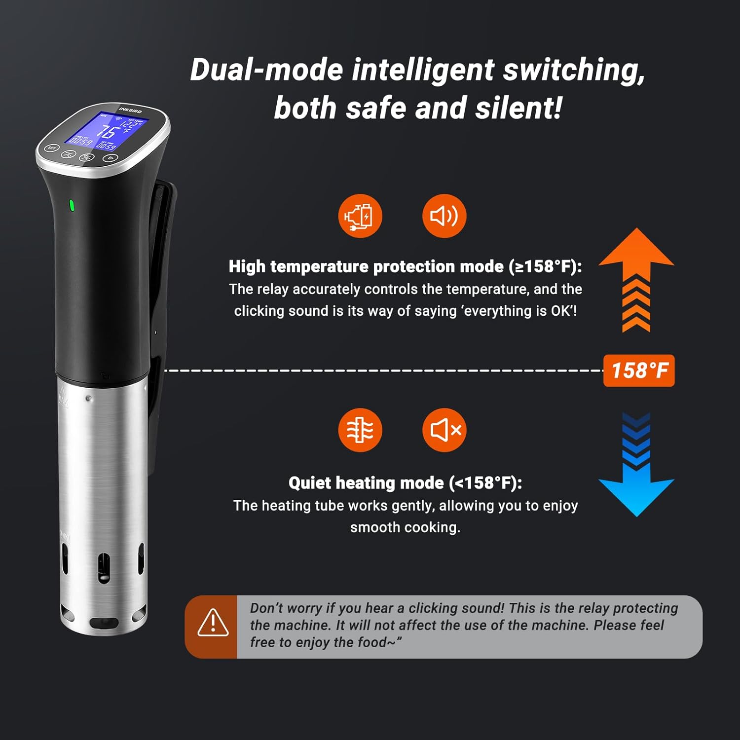 Inkbird WIFI Sous Vide Cooker ISV-300W, 1000 Watts Sous-Vide Machine with 14 Preset Recipes, 3D Fast-Heating Thermal Immersion Circulator with Timer (ISV-300W) - Image 4