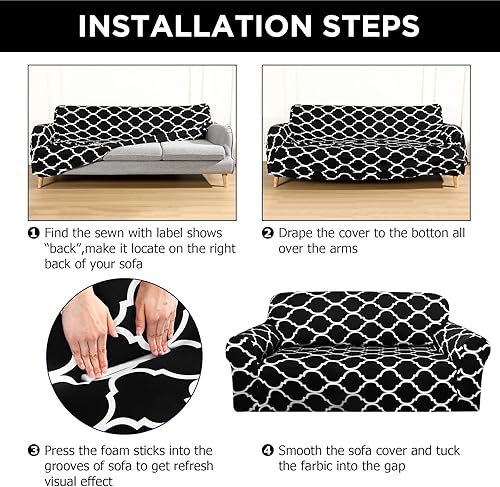Miniatura 4 de Peryiter Juego de 3 fundas de sofá para sala de estar, fundas de muebles para sofá y sofás, funda de sofá biplaza o sillón, protector de muebles,
