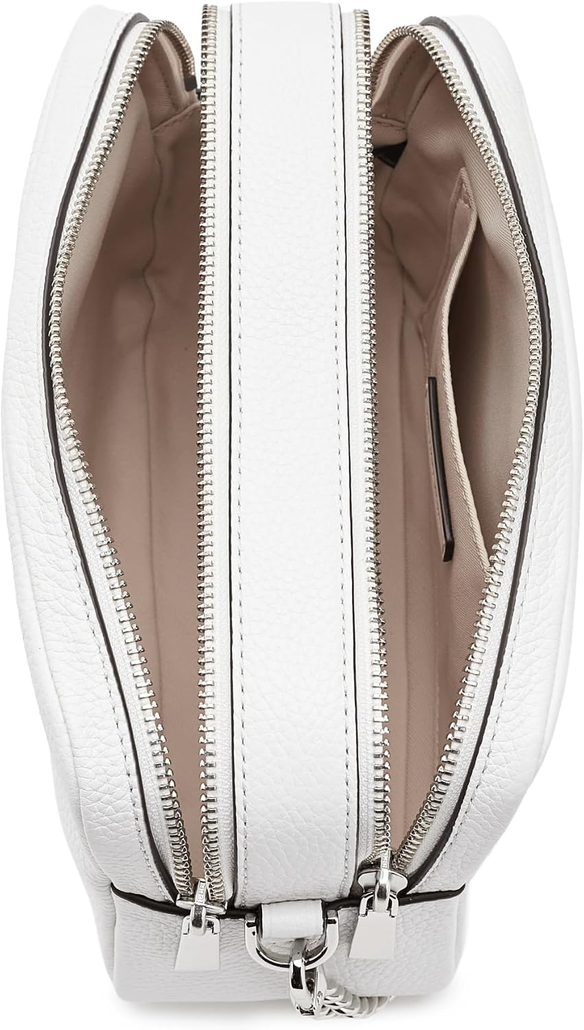 Michael Kors, Womens, Bryant Medium Double Zip Chain Camera Crossbody, Optic White, One Size