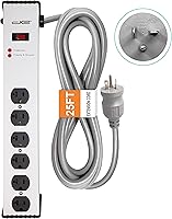 Vista 2 de Digital Energy Enchufe de ranura de 20 amperios 6-20/T Cable de 25 pies - Protector de sobretensiones de 900 julios 6 tomas, regleta